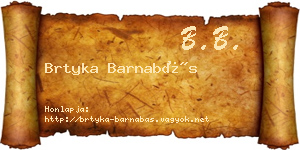 Brtyka Barnabás névjegykártya
